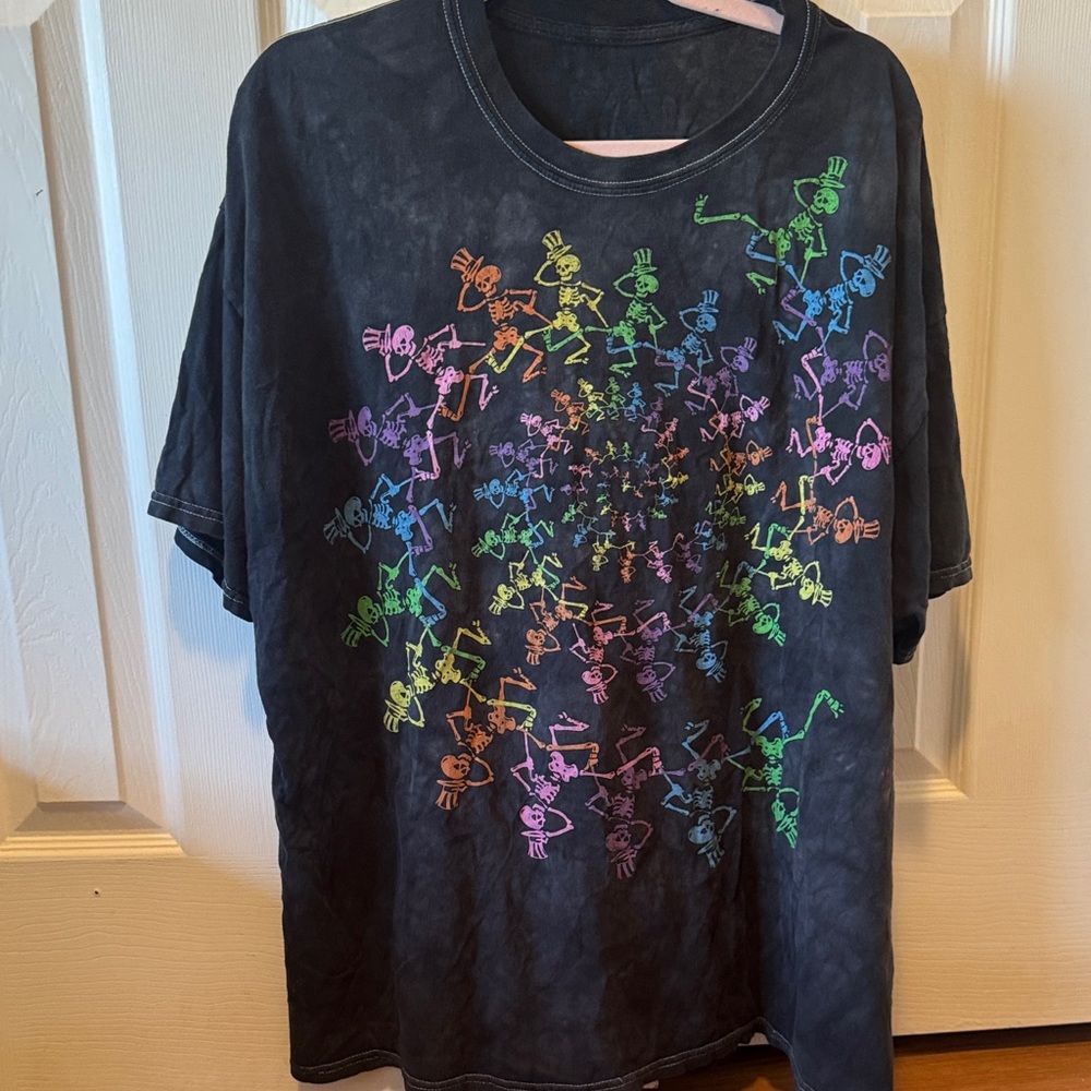 Urban Outfitters Black Tee with Colorful Skeleton Print